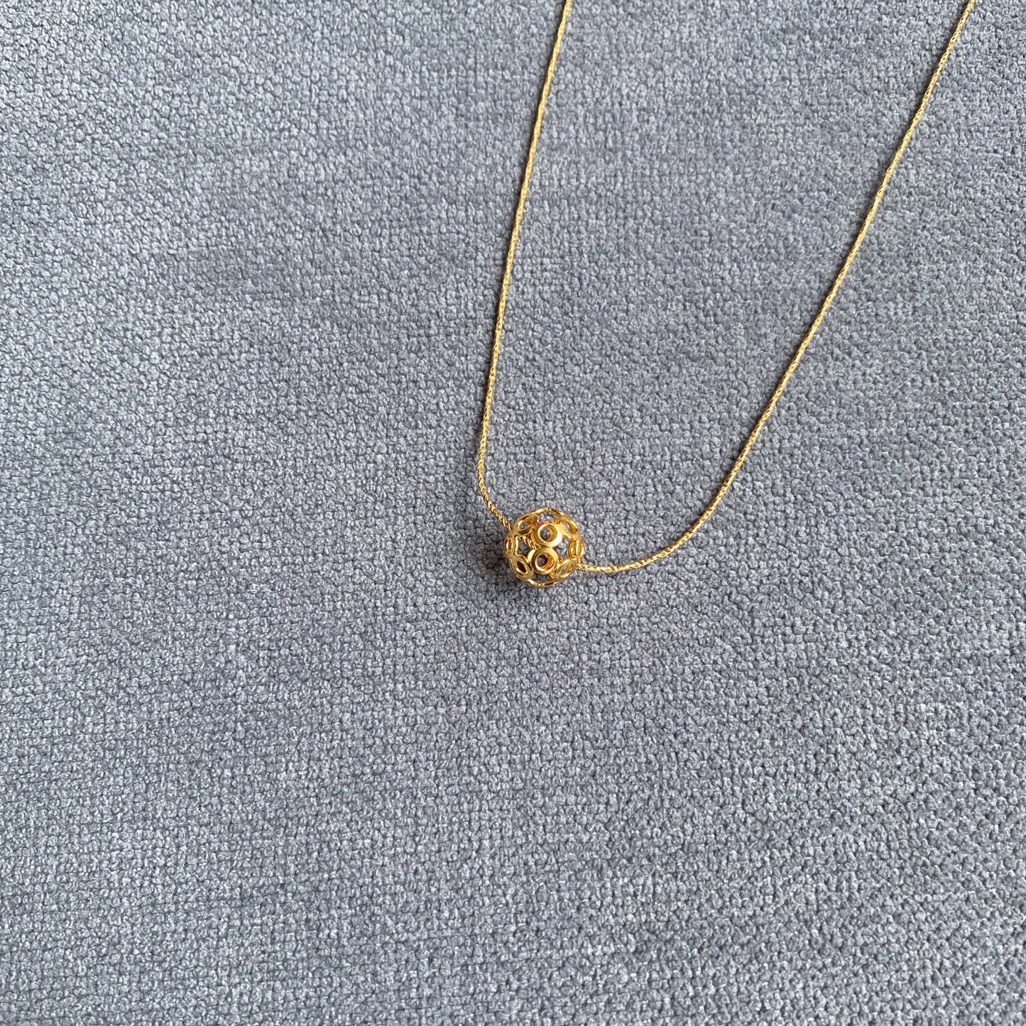 Small Ball Pendant Necklace - Yellow