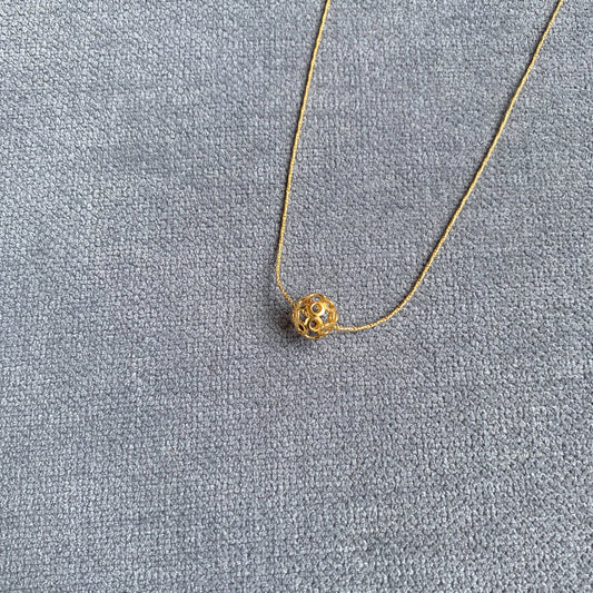 Small Ball Pendant Necklace - Yellow