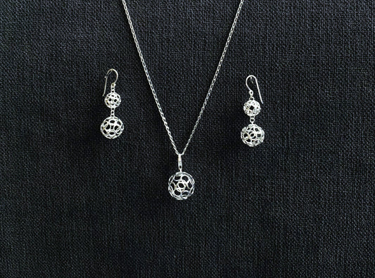 【5% OFF Price】Set of Ball (Large) Pendant Necklace and Double Ball Earrings